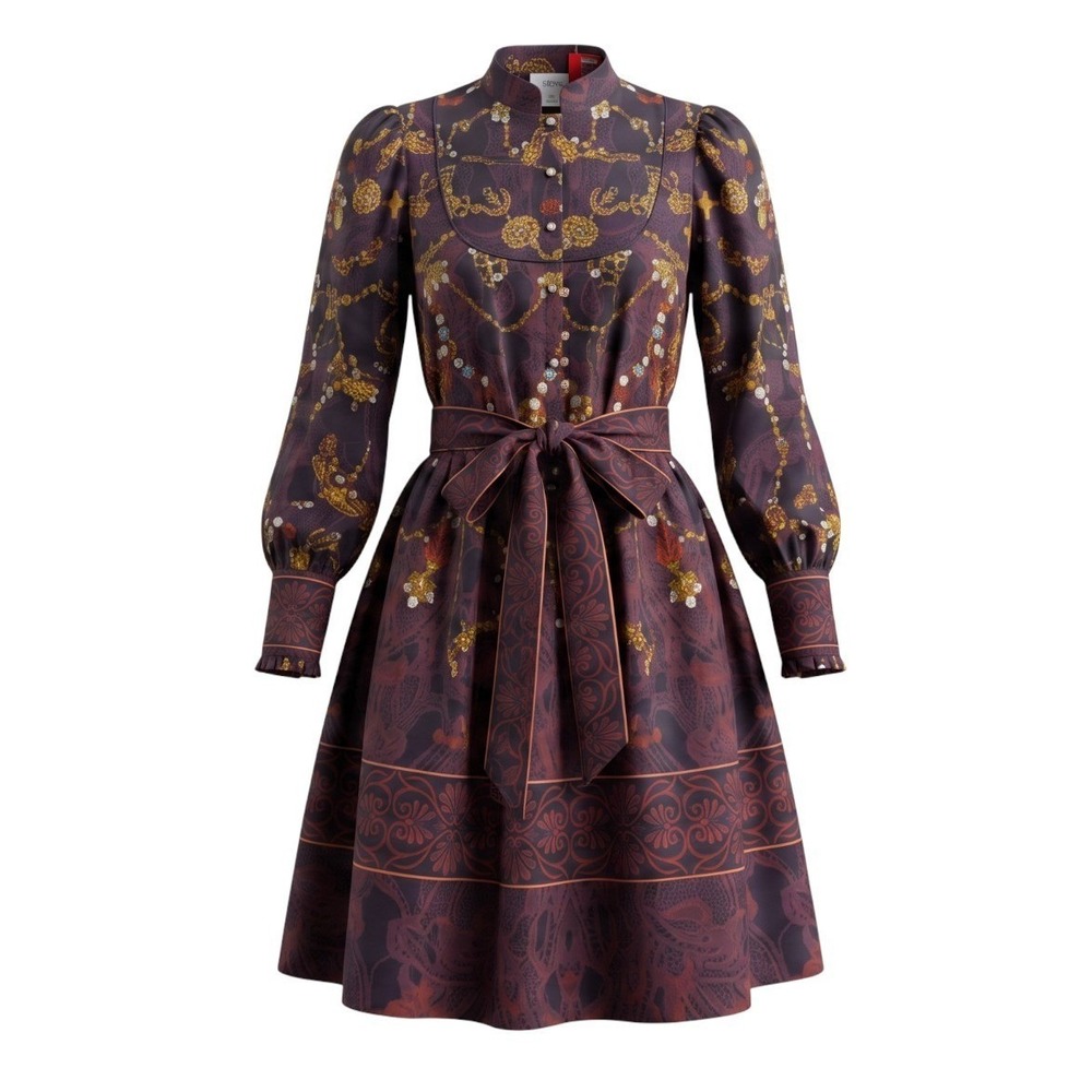 NWT Marchesa Rosa Jewel Butterfly Printed Poplin Mini Shirtdress 8 $495